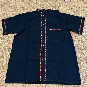 Mexican Guayabera shirt with colored trim